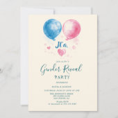Invitation Ballons roses et bleus Genre Revela Party (Devant)