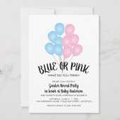 Invitation Ballons roses et bleus Genre Revete Party Invitat (Devant)