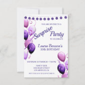 Invitation Ballons Roses Et Violets Anniversaire (Devant)