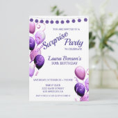 Invitation Ballons Roses Et Violets Anniversaire (Debout devant)