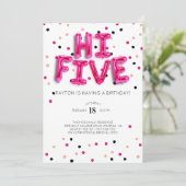 Invitation Ballons roses | Hi Five 5e anniversaire (Debout devant)