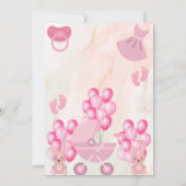 Invitation Ballons roses Lapin Lapin C'est un Baby shower de  (Dos)