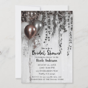 Invitation Ballons roses métallisés argent et or rose pour un