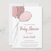 Invitation Ballons roses mignons Baby shower fille (Devant)