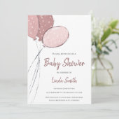 Invitation Ballons roses mignons Baby shower fille (Debout devant)