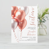 Invitation Ballons Roses minimaux en or doux 16 Anniversaire (Debout devant)