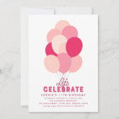 Invitation Ballons roses N'importe quel âge Anniversaire Fête (Devant)