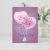Invitation Ballons roses Personne spéciale fête d'anniversair (Debout devant)