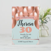 Invitation Ballons roses pour l'anniversaire d'une femme sur  (Debout devant)