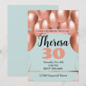 Invitation Ballons roses pour l'anniversaire d'une femme sur  (Devant / Derrière)