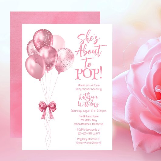 Invitation Ballons roses qu'elle est sur le point de faire to