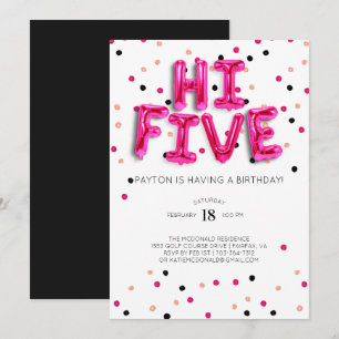 Invitation Ballons roses   Salut Cinq 5e anniversaire