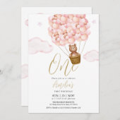Invitation Ballons roses Teddy Bear Anniversaire (Devant / Derrière)