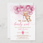 Invitation Ballons roses Teddy Bear Girl Baby shower (Devant)