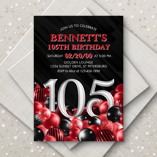 Invitation Ballons Rouge 105e anniversaire