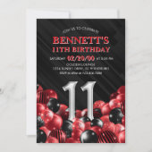 Invitation Ballons Rouge 11e anniversaire (Devant)