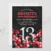 Invitation Ballons Rouge 13e anniversaire (Devant)