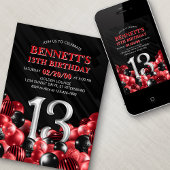Invitation Ballons Rouge 13e anniversaire