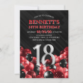 Invitation Ballons Rouge 18e anniversaire (Devant)