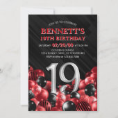 Invitation Ballons Rouge 19e anniversaire (Devant)