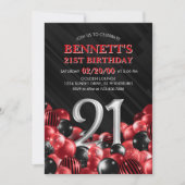 Invitation Ballons Rouge 21e anniversaire (Devant)