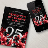 Invitation Ballons Rouge 25e anniversaire