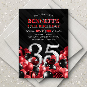 Invitation Ballons Rouge 35e anniversaire