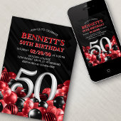 Invitation Ballons Rouge 50e anniversaire