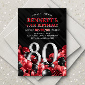 Invitation Ballons Rouge 80e anniversaire