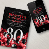 Invitation Ballons Rouge 80e anniversaire