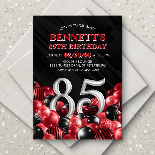 Invitation Ballons Rouge 85e anniversaire