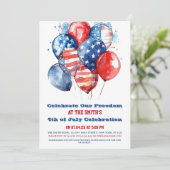 Invitation Ballons rouges et bleus 4 juillet (Debout devant)