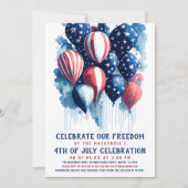Invitation Ballons rouges et bleus 4 juillet (Devant)