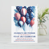 Invitation Ballons rouges et bleus 4 juillet (Debout devant)