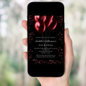 Invitation Ballons rouges noirs anniversaire