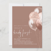 Invitation Ballons Script Rose or vingt premier anniversaire (Devant)