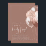 Invitation Ballons Script Rose or vingt premier anniversaire<br><div class="desc">Ballons Script Rose Gold Vingt-et-unième fête d'anniversaire. Elégance contemporaine pour vos 21ème invitations avec l'or rose et les ballons blancs à droite, avec une touche de fausse parties scintillant et vingt premiers dans un script de style manuscrit. Personnalisez facilement le reste du texte à vos propres détails. Un arrière -...</div>
