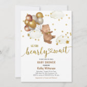 Invitation Ballons Teddy Bear On Peut Bearly Wait Baby shower (Devant)