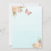 Invitation Ballons Turquoises d'or rose Papillons Baby shower (Dos)