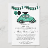 Invitation Ballons Turquoises vintages De Beetle Conduit Par (Devant)