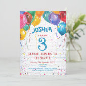 Invitation Ballons vibrants et fête d'anniversaire joyeuse (Debout devant)