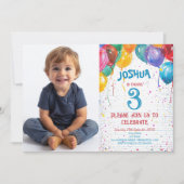 Invitation Ballons vibrants et fête d'anniversaire joyeuse (Devant)