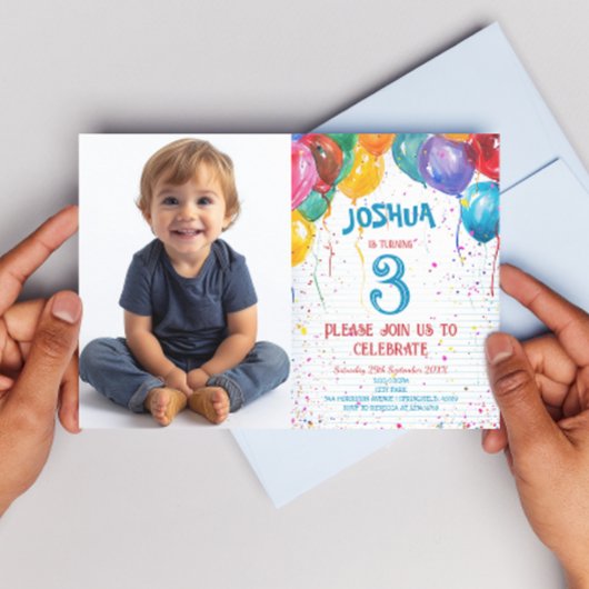 Invitation Ballons vibrants et fête d'anniversaire joyeuse