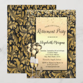 Invitation Ballons, Vieux Flèches d'or Retraite Noire (Devant / Derrière)