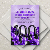 Invitation Ballons violet 100e anniversaire