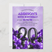 Invitation Ballons violet 20e anniversaire (Devant)