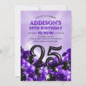 Invitation Ballons violet 25e anniversaire (Devant)