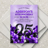 Invitation Ballons violet 25e anniversaire