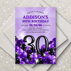 Invitation Ballons violet 30e anniversaire