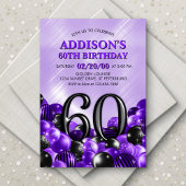 Invitation Ballons violet 60e anniversaire